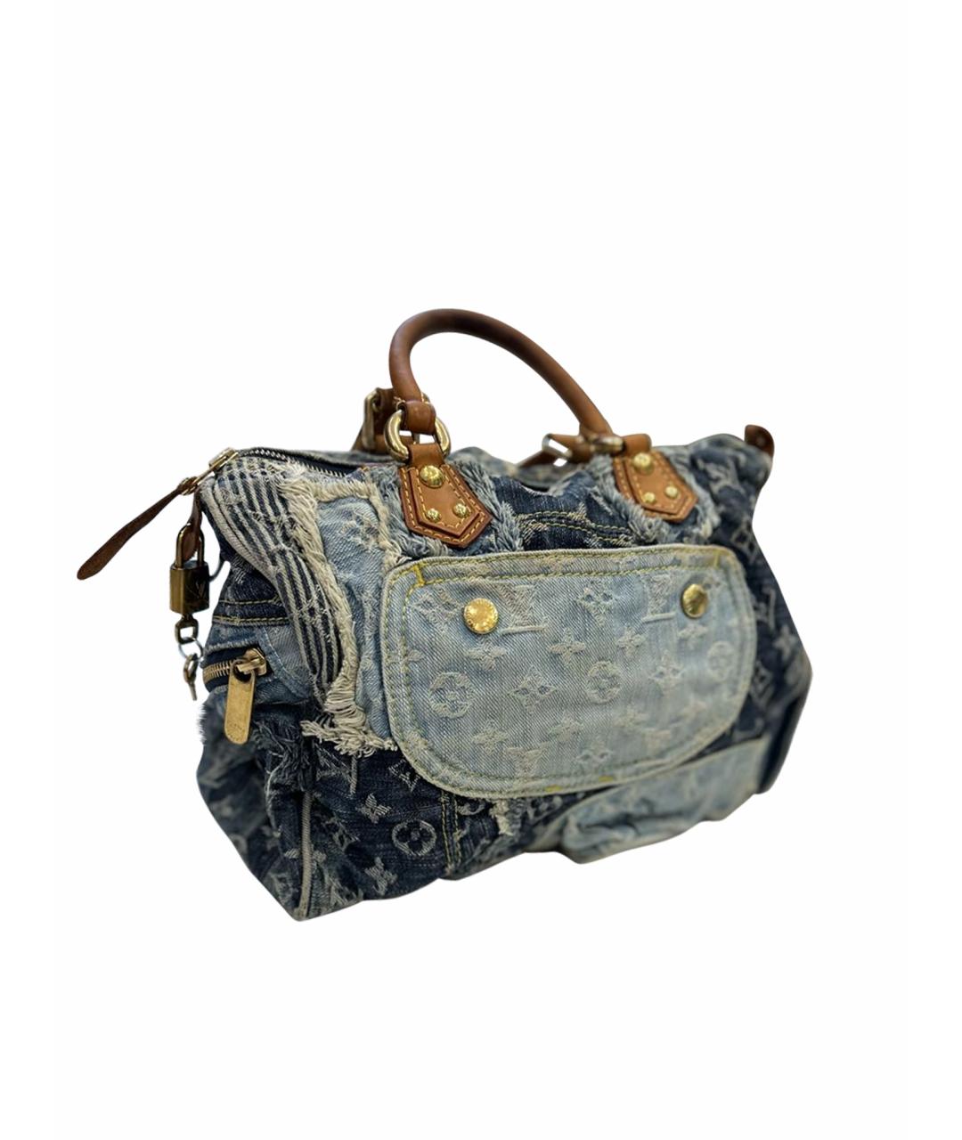 LOUIS VUITTON Голубая деним сумка с короткими ручками, фото 1