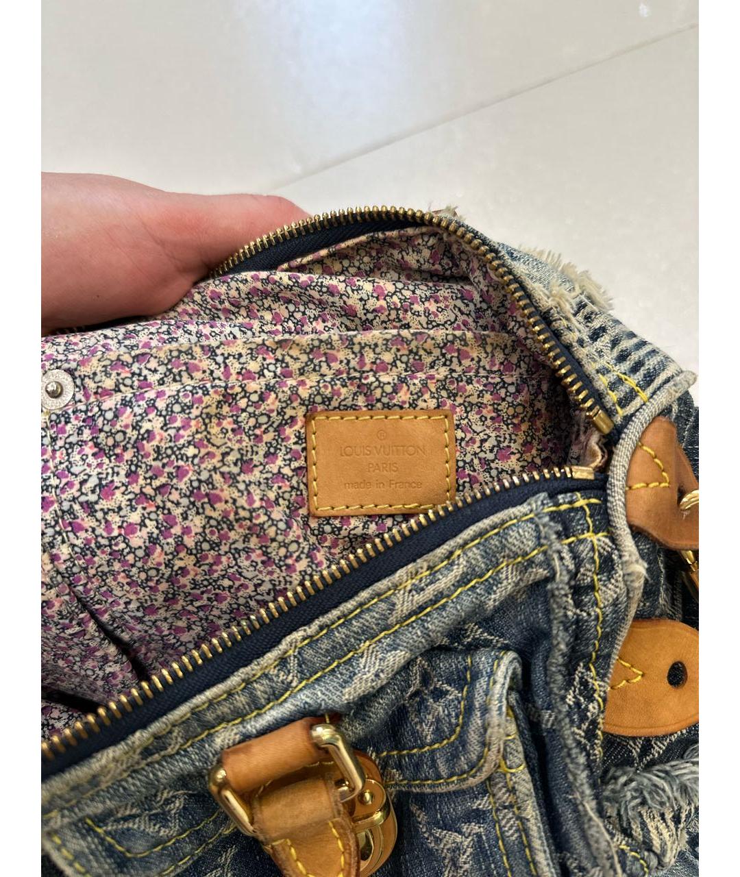 LOUIS VUITTON Голубая деним сумка с короткими ручками, фото 4