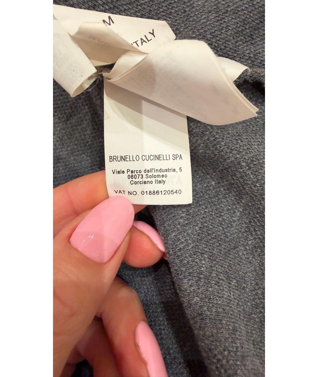 BRUNELLO CUCINELLI Серый хлопковый спортивный костюм, фото 4