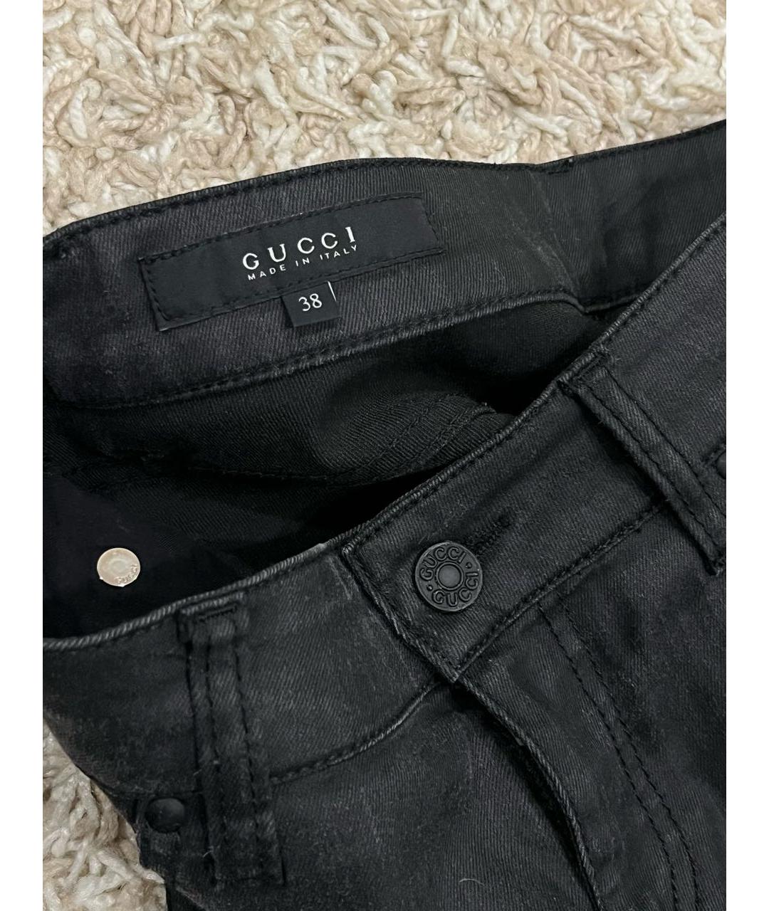 GUCCI Черные хлопко-полиэстеровые джинсы слим, фото 4