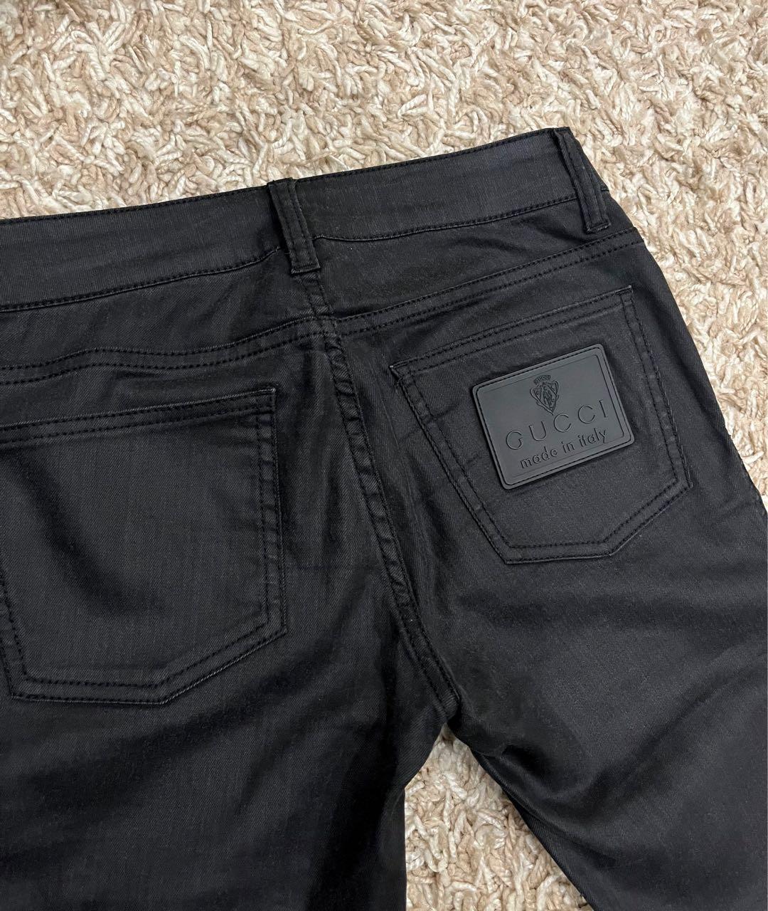 GUCCI Черные хлопко-полиэстеровые джинсы слим, фото 2
