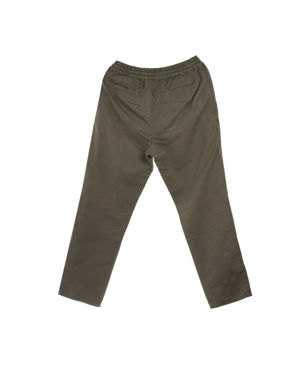 BRUNELLO CUCINELLI Хаки хлопковые повседневные брюки, фото 2