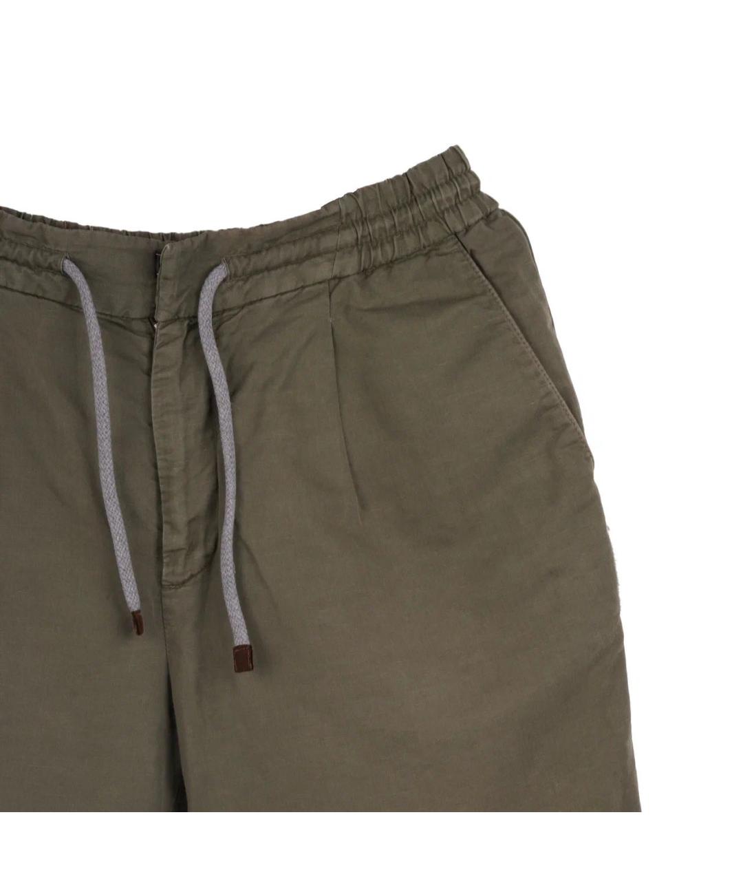 BRUNELLO CUCINELLI Хаки хлопковые повседневные брюки, фото 4