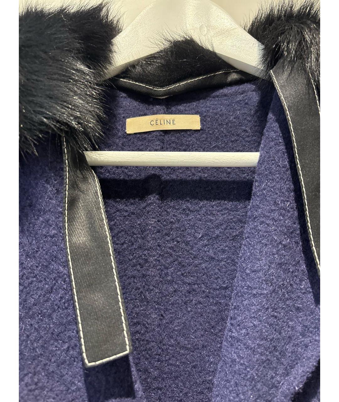 CELINE Темно-синее шерстяное пальто, фото 3