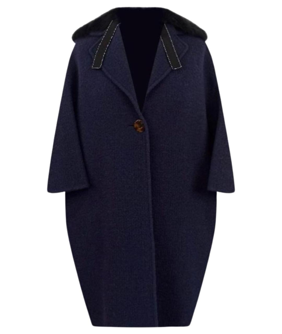 CELINE Темно-синее шерстяное пальто, фото 1