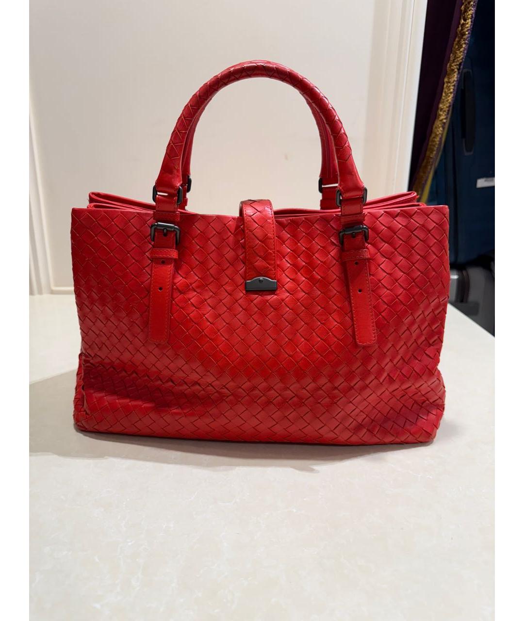 BOTTEGA VENETA Красная кожаная сумка тоут, фото 3