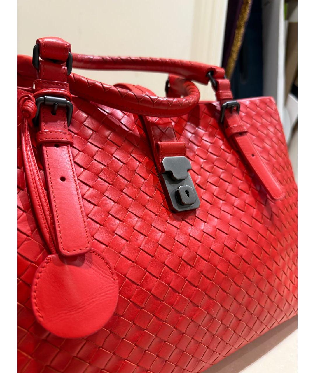 BOTTEGA VENETA Красная кожаная сумка тоут, фото 8