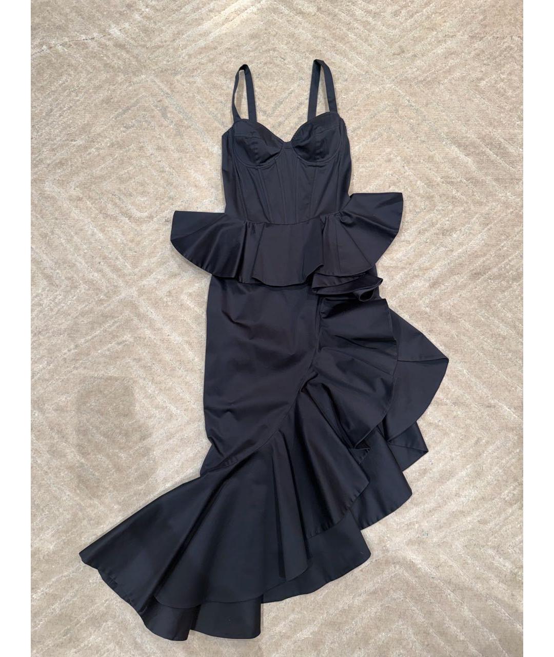 ULYANA SERGEENKO Черное хлопковое вечернее платье, фото 6