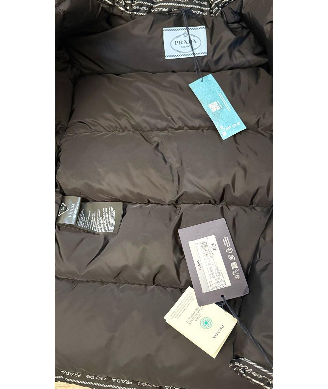 PRADA Черный полиэстеровый пуховик, фото 4