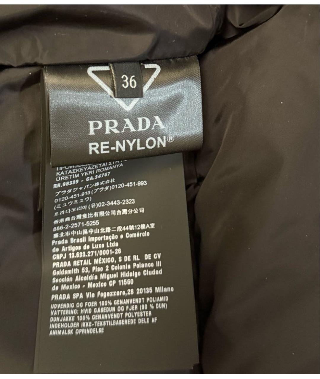 PRADA Черный полиэстеровый пуховик, фото 7