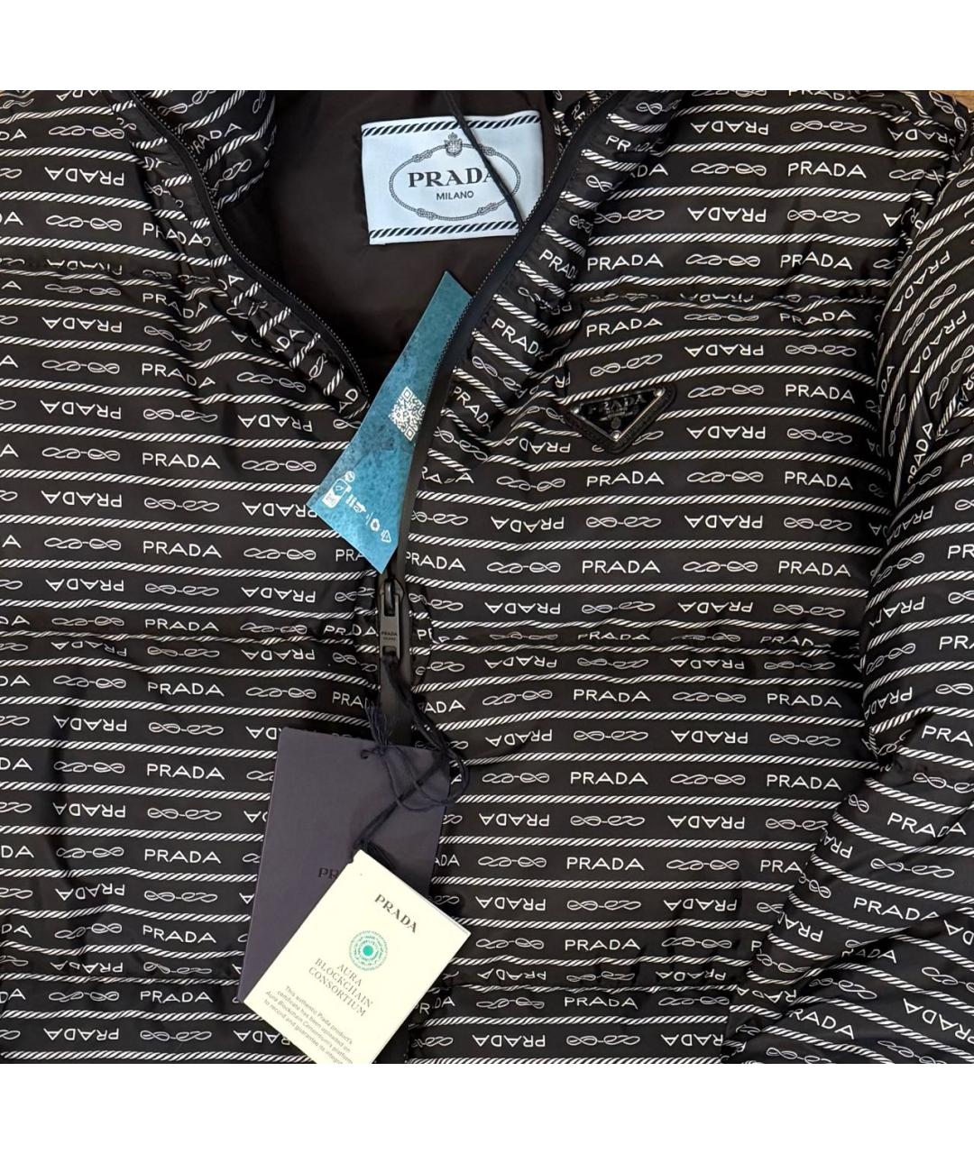 PRADA Черный полиэстеровый пуховик, фото 3