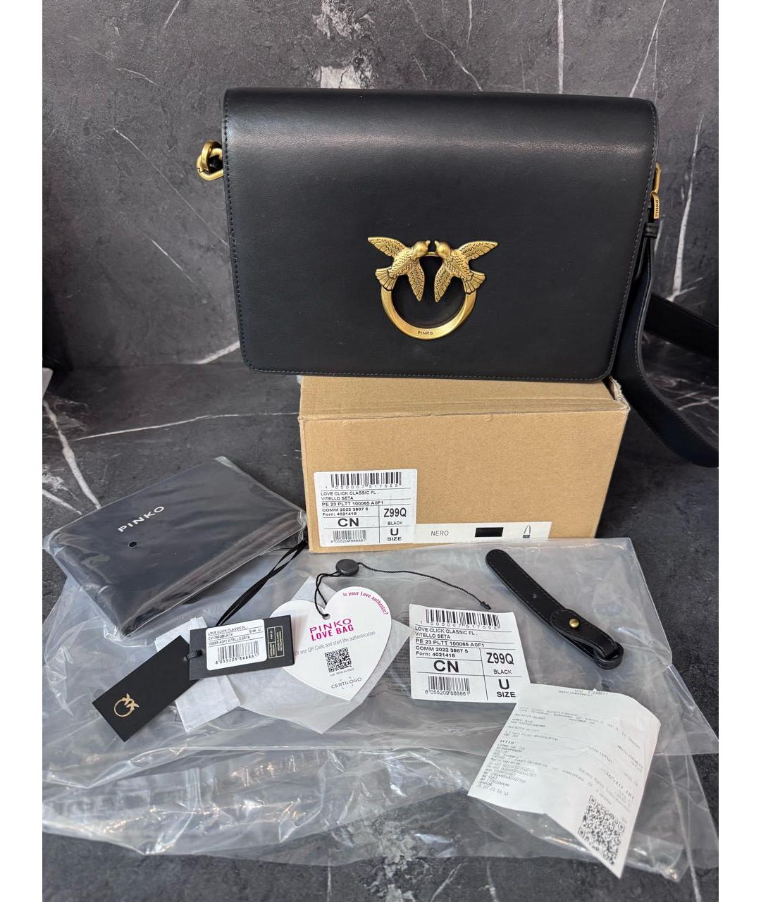 PINKO Черная кожаная сумка через плечо, фото 5