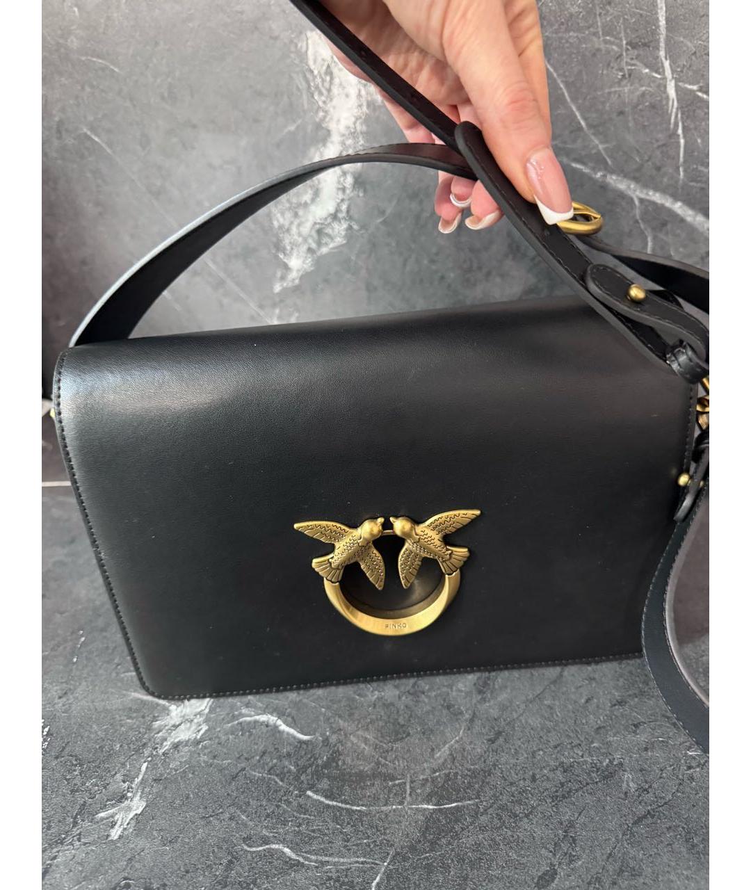 PINKO Черная кожаная сумка через плечо, фото 7