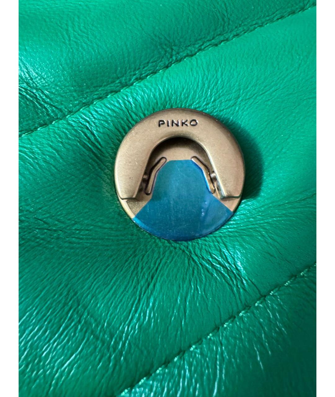 PINKO Зеленая кожаная сумка с короткими ручками, фото 7