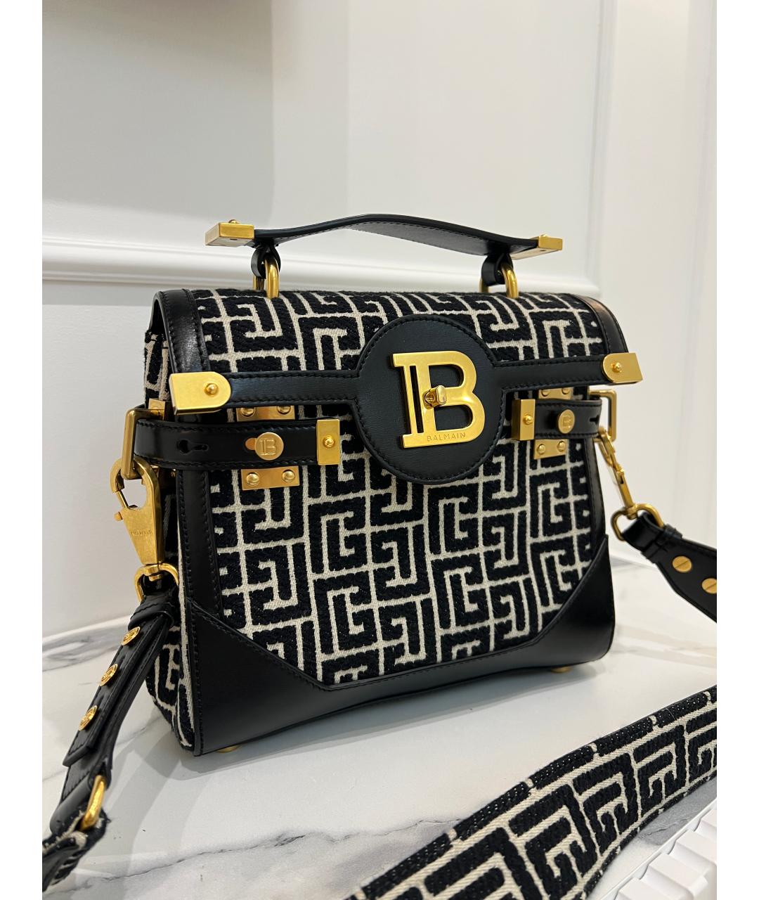 BALMAIN Черная жаккардовая сумка через плечо, фото 2