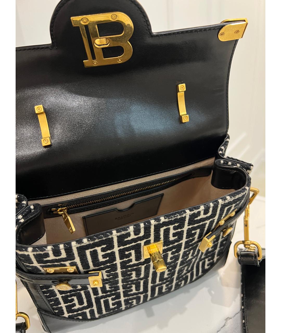 BALMAIN Черная жаккардовая сумка через плечо, фото 7