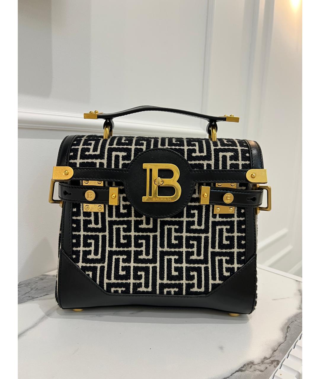 BALMAIN Черная жаккардовая сумка через плечо, фото 9