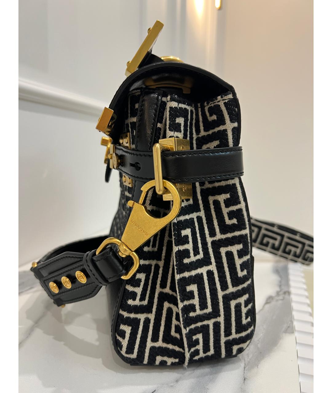 BALMAIN Черная жаккардовая сумка через плечо, фото 5