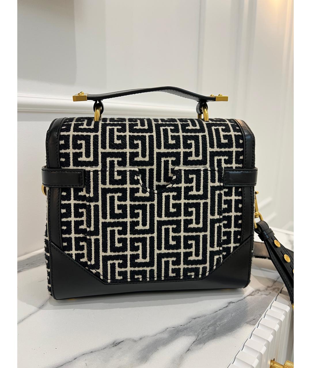 BALMAIN Черная жаккардовая сумка через плечо, фото 4