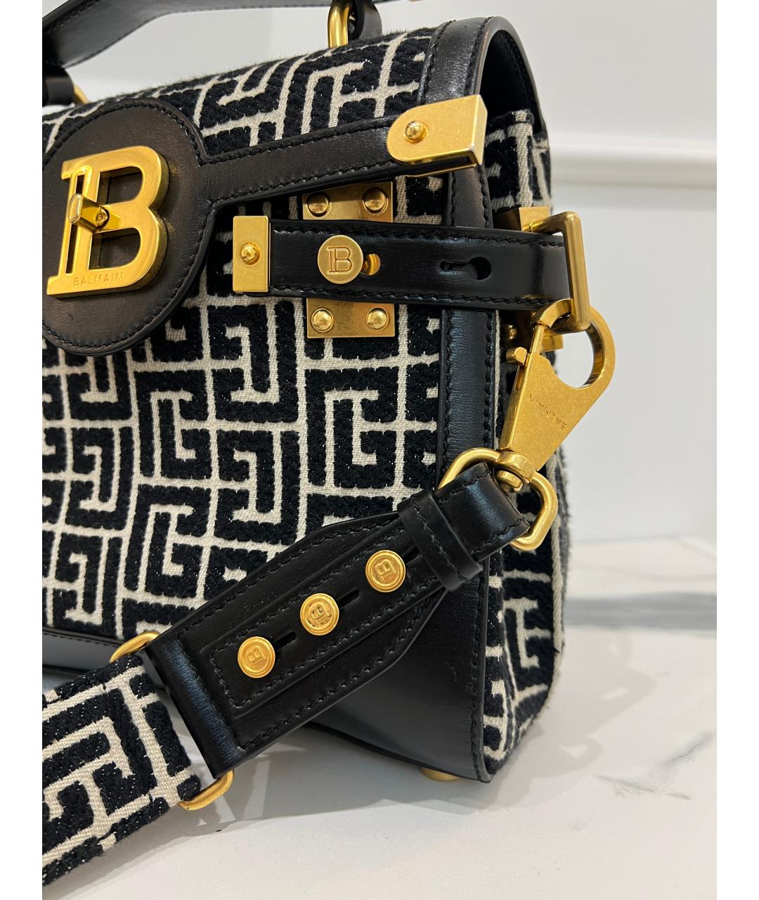 BALMAIN Черная жаккардовая сумка через плечо, фото 3