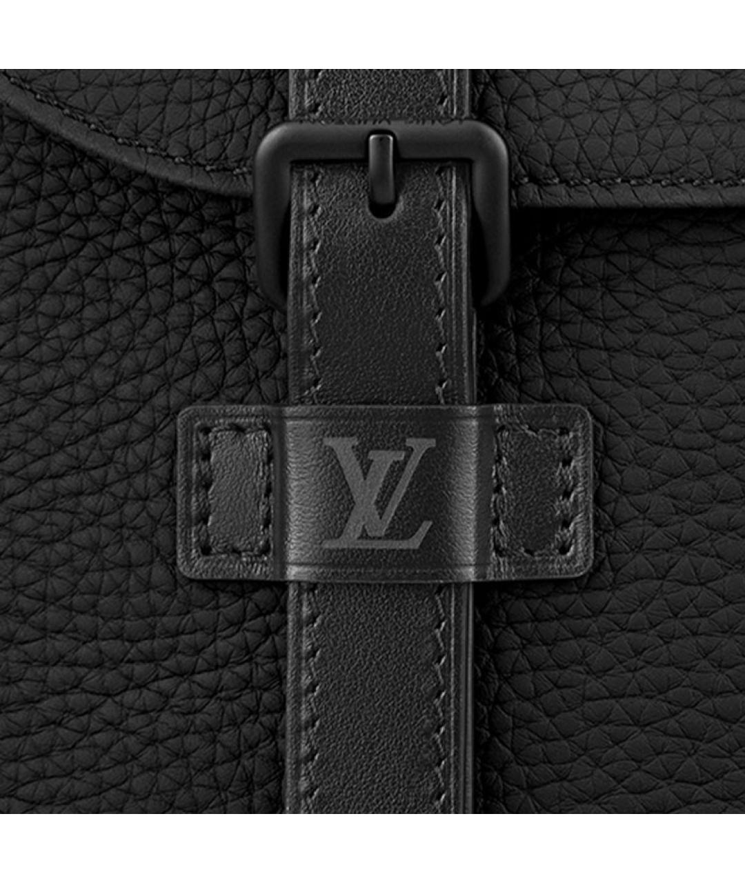 LOUIS VUITTON Черная кожаная сумка на плечо, фото 5