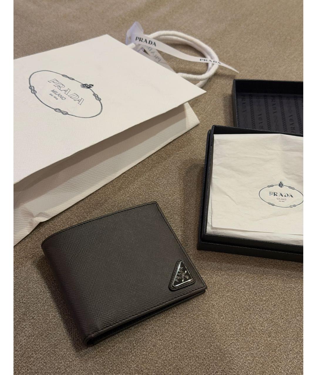 PRADA Антрацитовый кожаный кошелек, фото 2