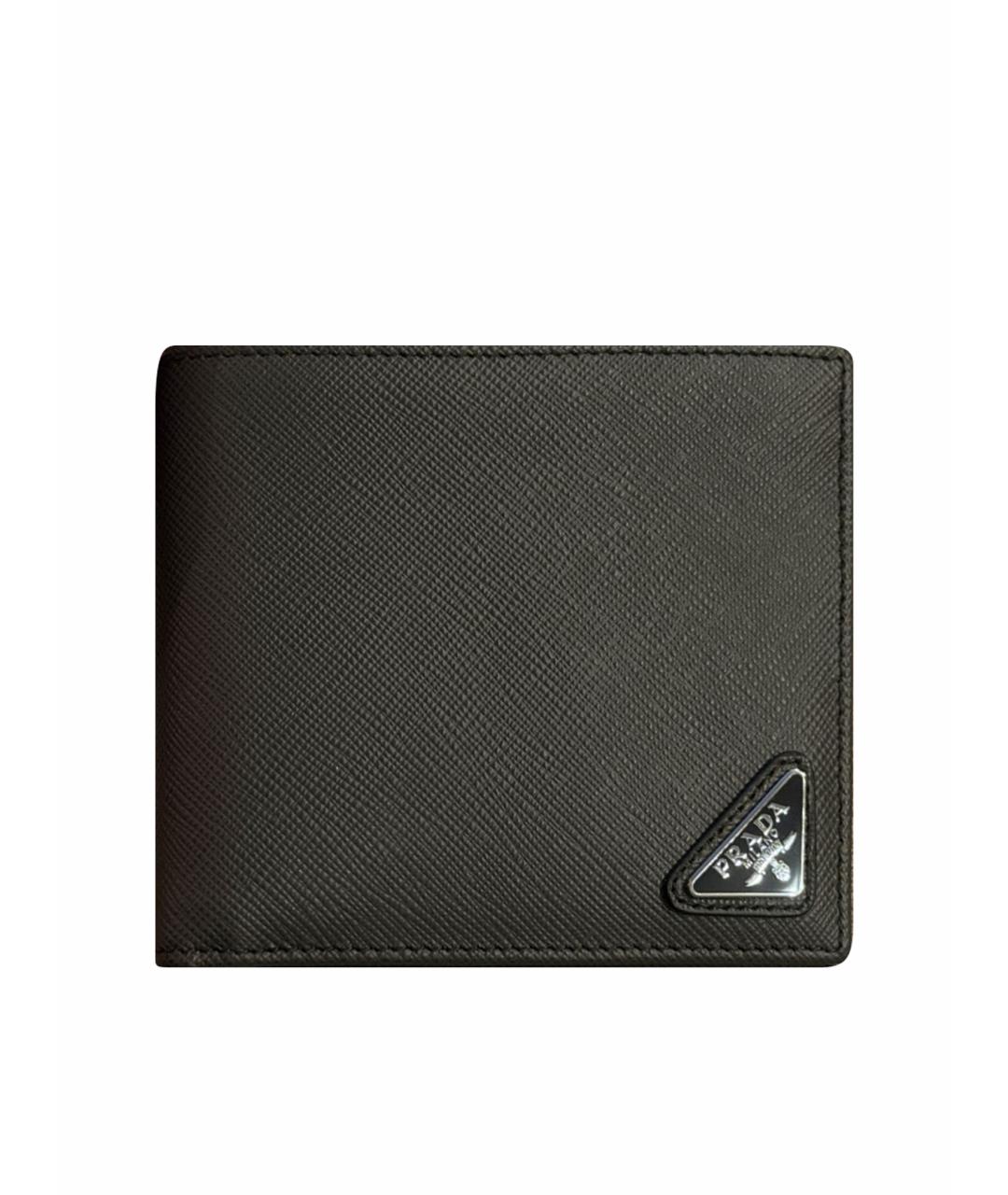 PRADA Антрацитовый кожаный кошелек, фото 1