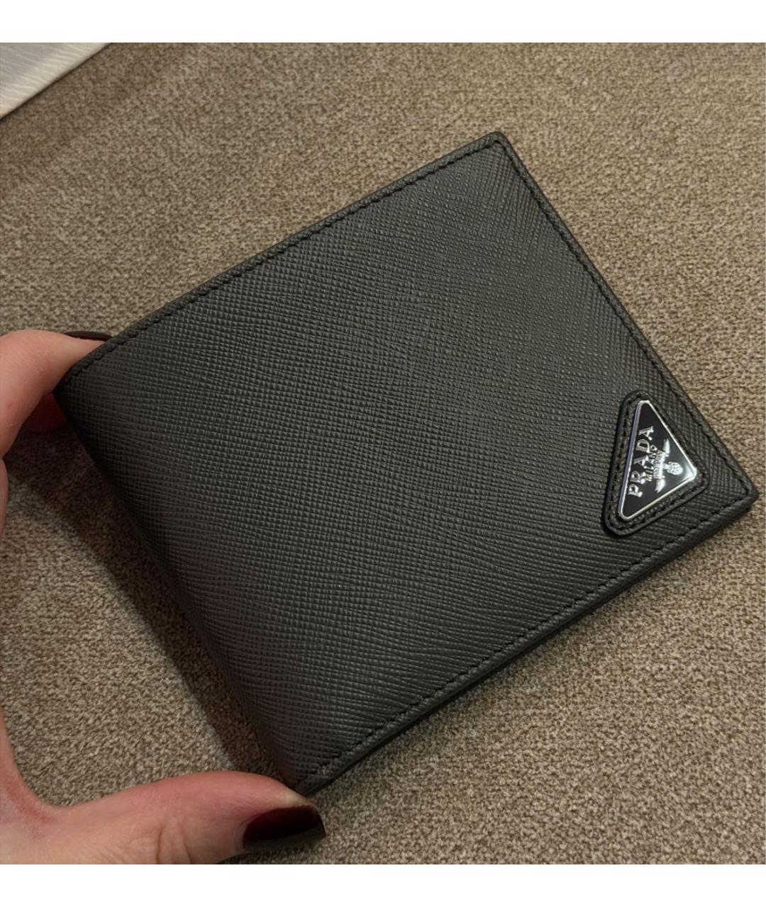 PRADA Антрацитовый кожаный кошелек, фото 5