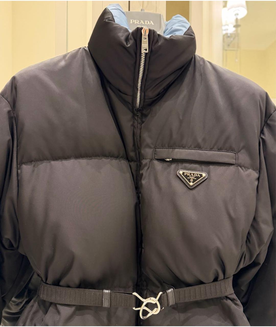 PRADA Черный полиуретановый пуховик, фото 3