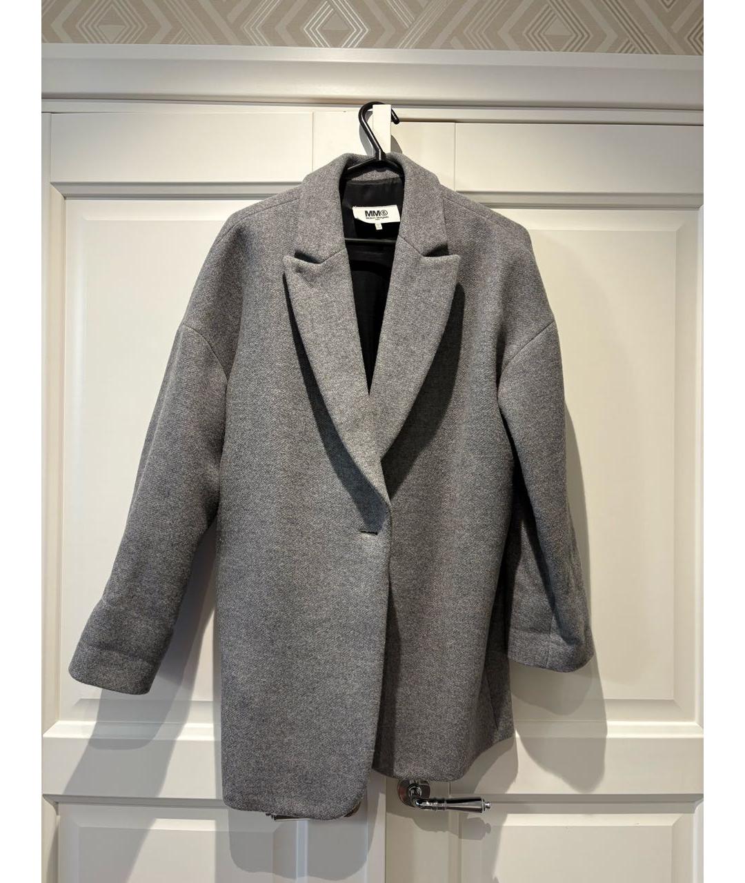 MM6 MAISON MARGIELA Серое шерстяное пальто, фото 5