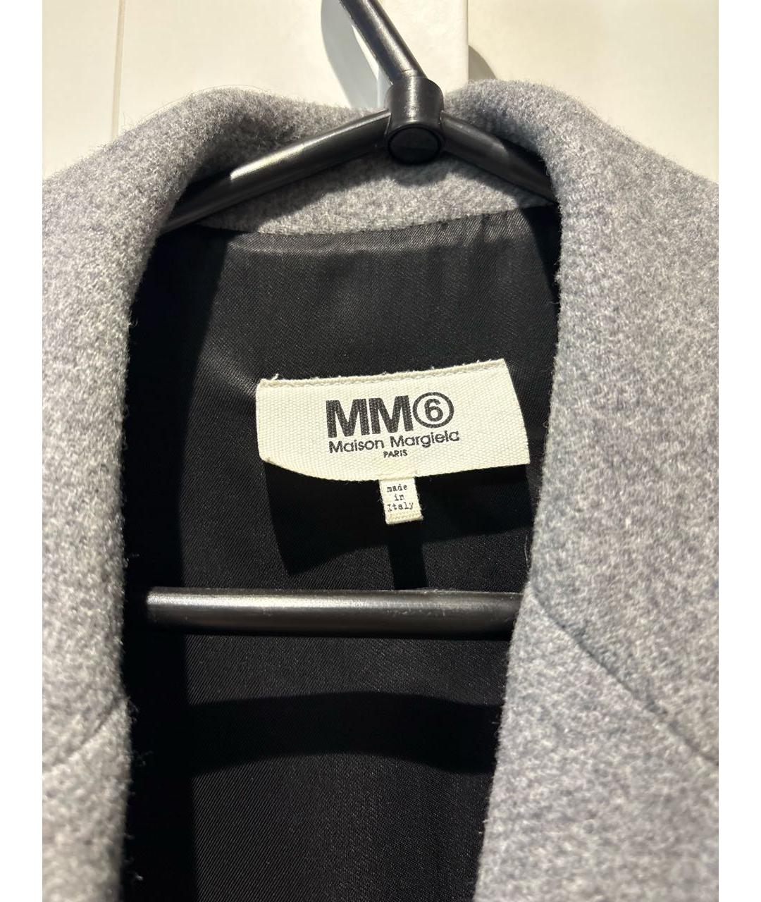 MM6 MAISON MARGIELA Серое шерстяное пальто, фото 3