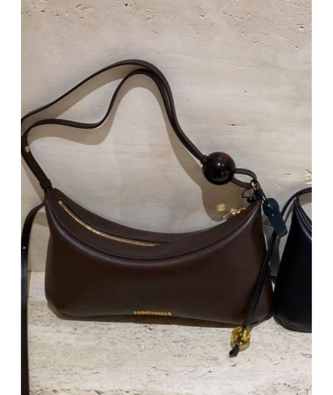 JACQUEMUS Коричневая кожаная сумка с короткими ручками, фото 1