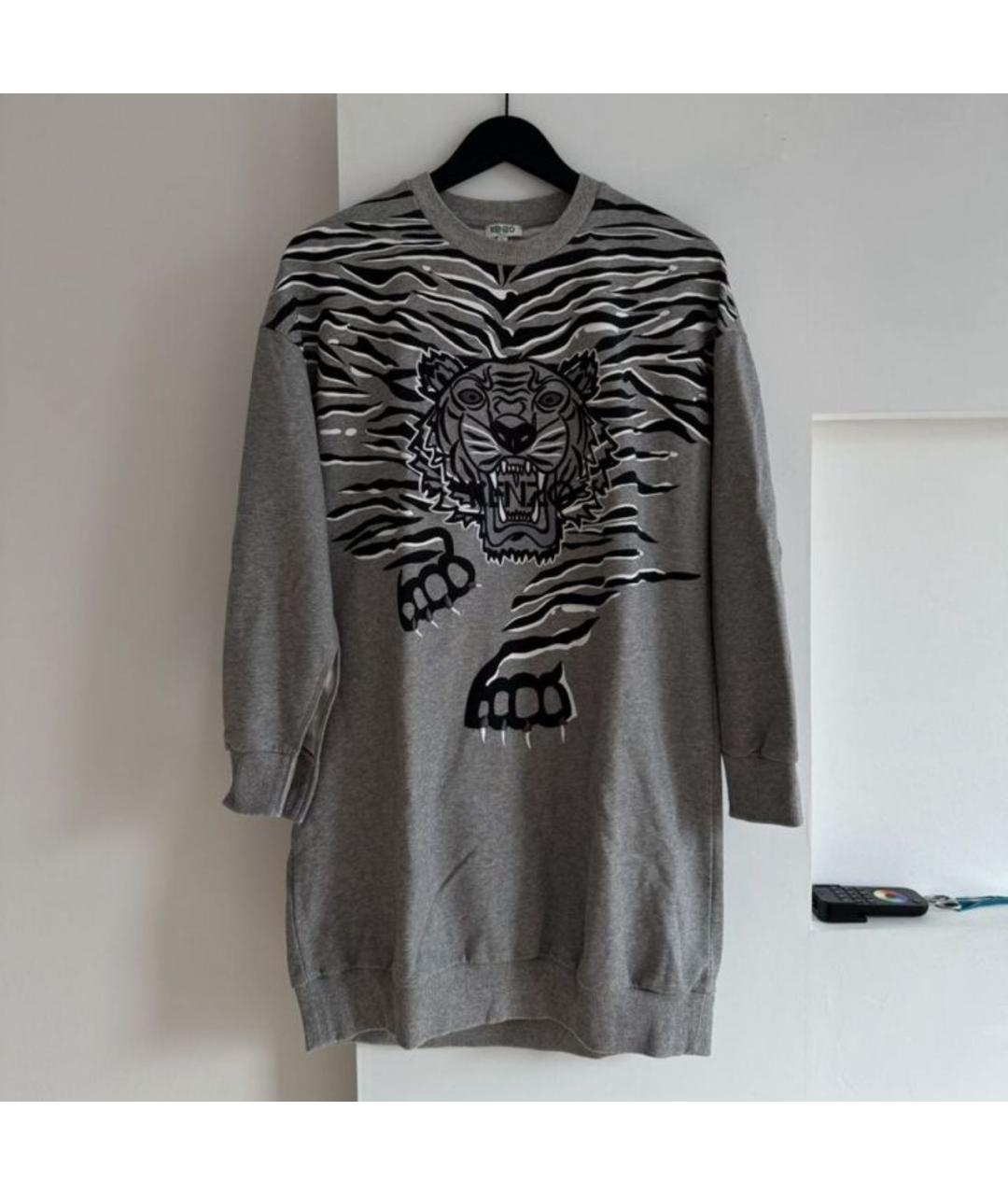 KENZO Серое хлопковое повседневное платье, фото 4