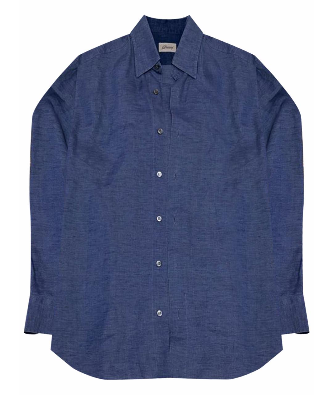 BRIONI Темно-синяя льняная кэжуал рубашка, фото 1