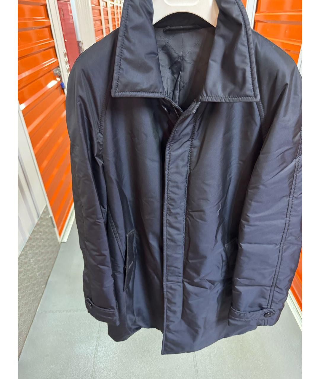 BRIONI Темно-синий полиэстеровый тренч / плащ, фото 6