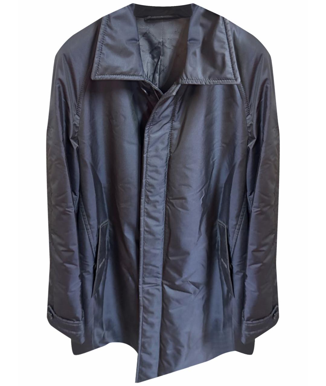 BRIONI Темно-синий полиэстеровый тренч / плащ, фото 1