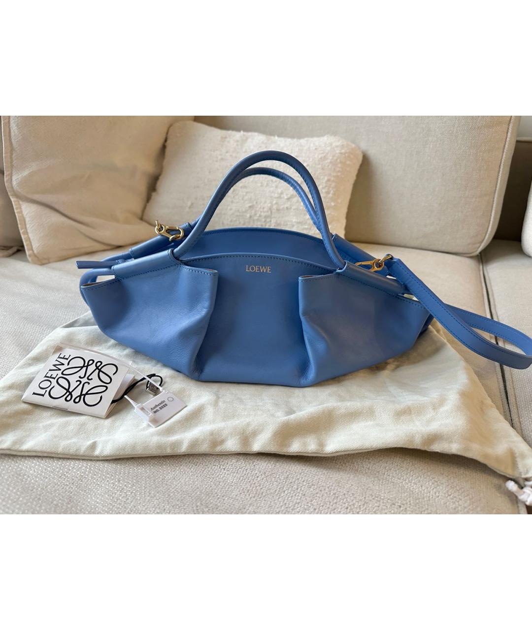 LOEWE Синяя кожаная сумка с короткими ручками, фото 8