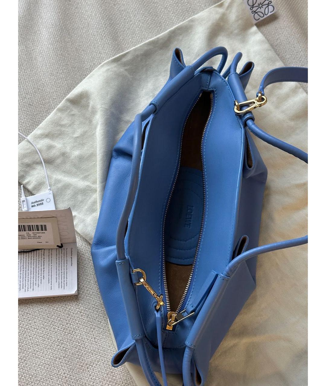 LOEWE Синяя кожаная сумка с короткими ручками, фото 4