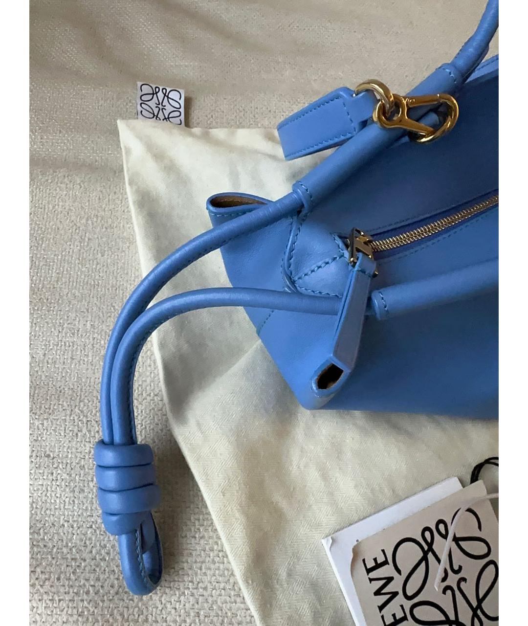 LOEWE Синяя кожаная сумка с короткими ручками, фото 5