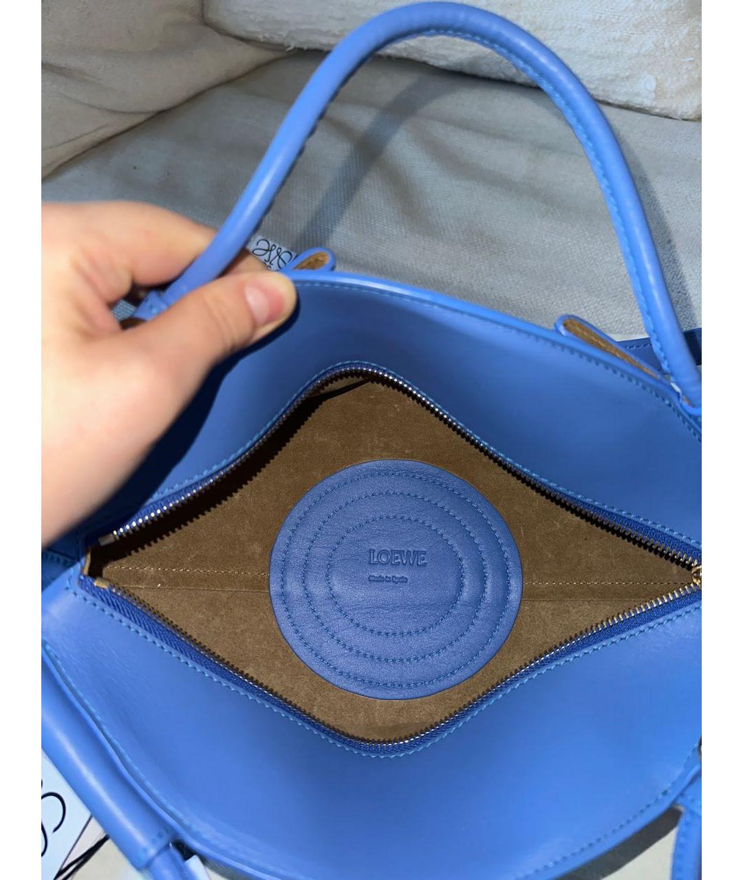 LOEWE Синяя кожаная сумка с короткими ручками, фото 7