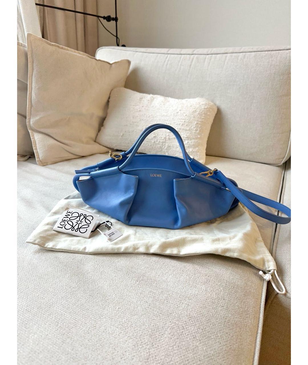 LOEWE Синяя кожаная сумка с короткими ручками, фото 2