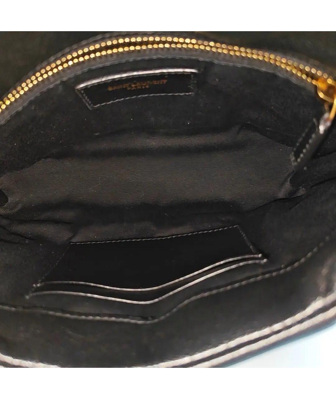 SAINT LAURENT Черная кожаная сумка через плечо, фото 5