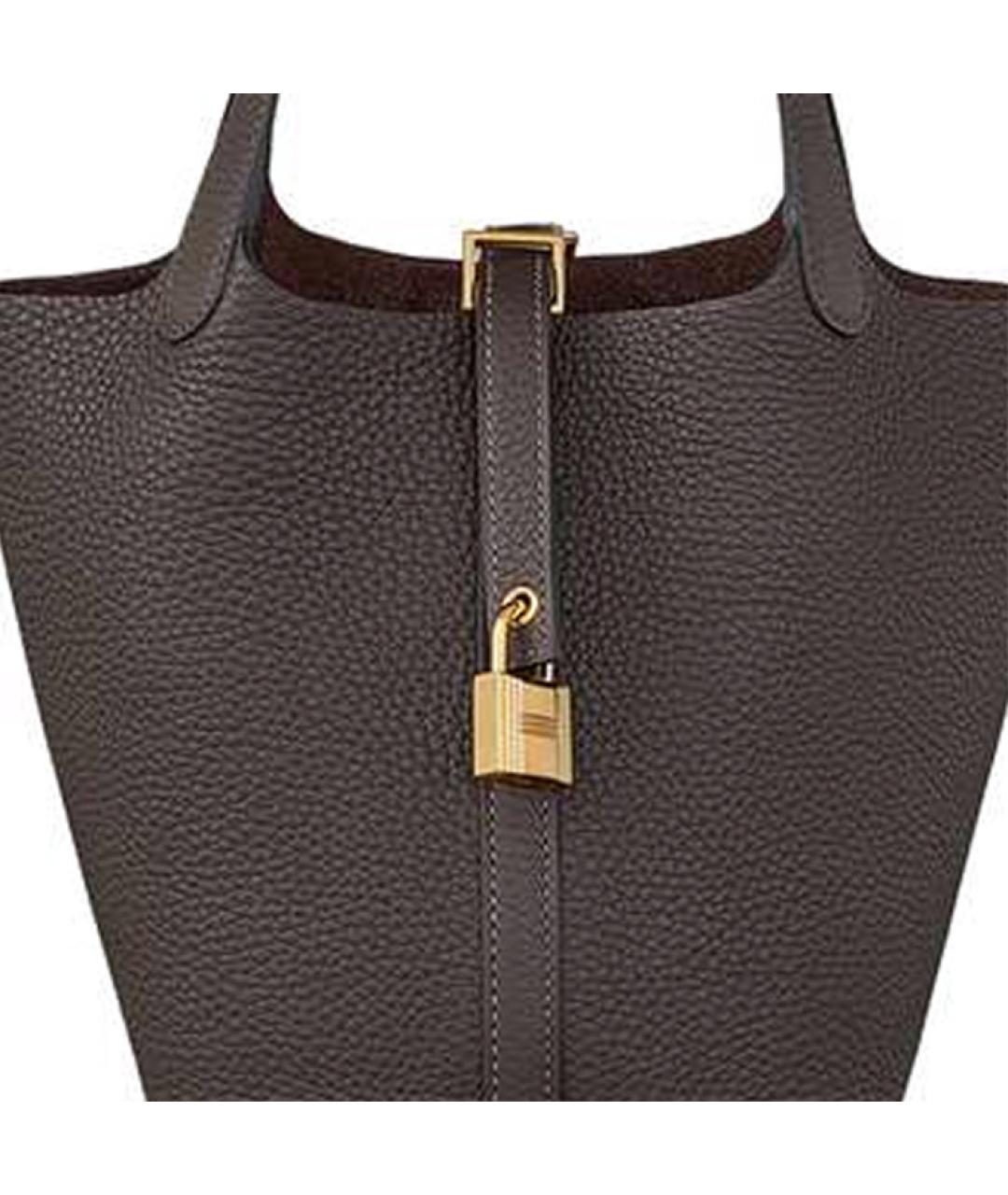 HERMES Коричневая кожаная сумка тоут, фото 4