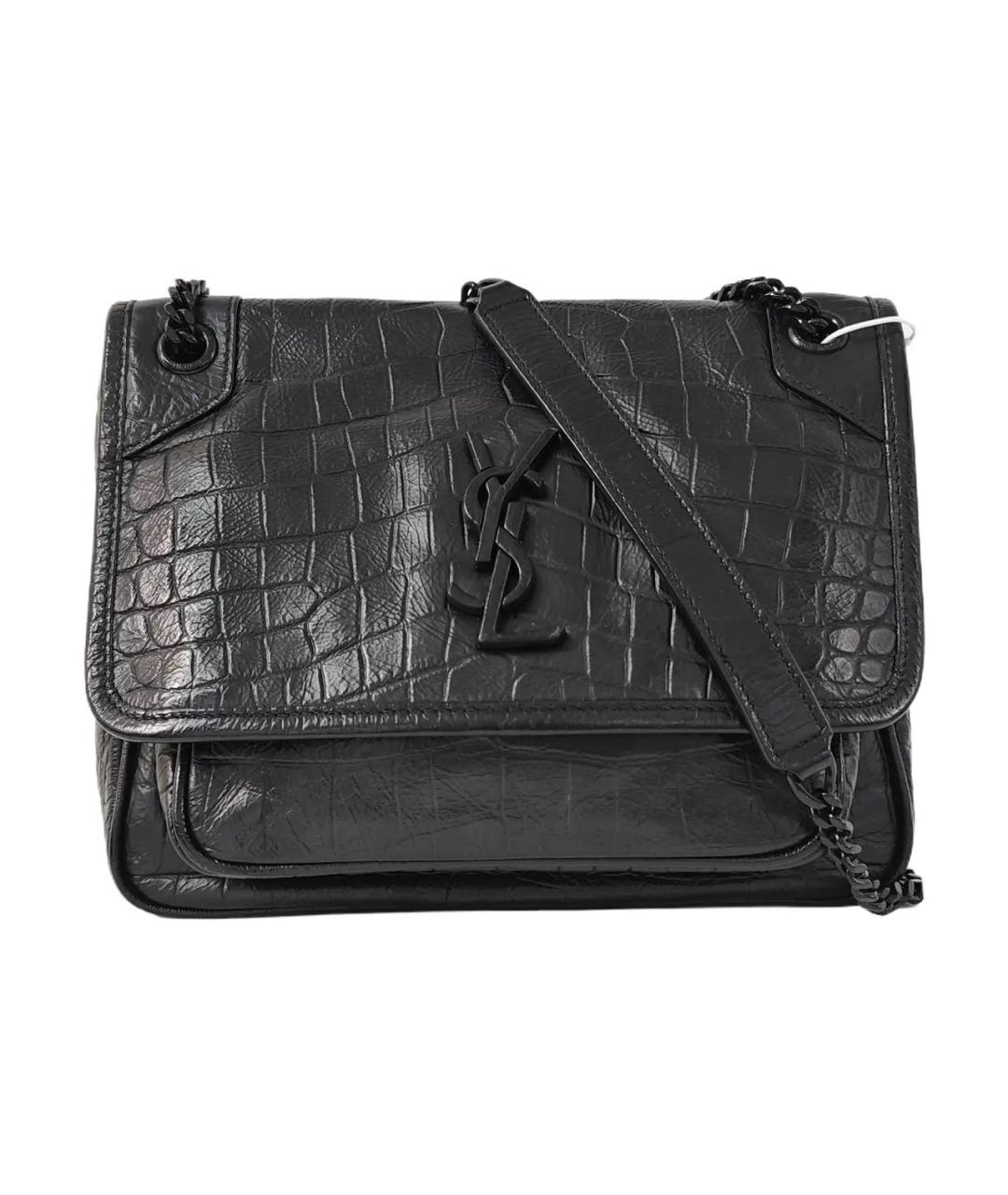 SAINT LAURENT Черная кожаная сумка через плечо, фото 1