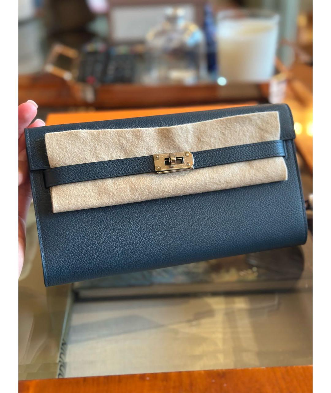HERMES Темно-синяя кожаная сумка через плечо, фото 5
