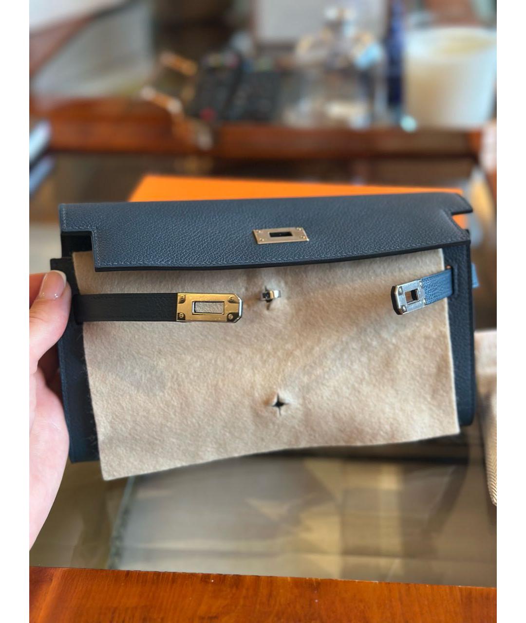 HERMES Темно-синяя кожаная сумка через плечо, фото 2