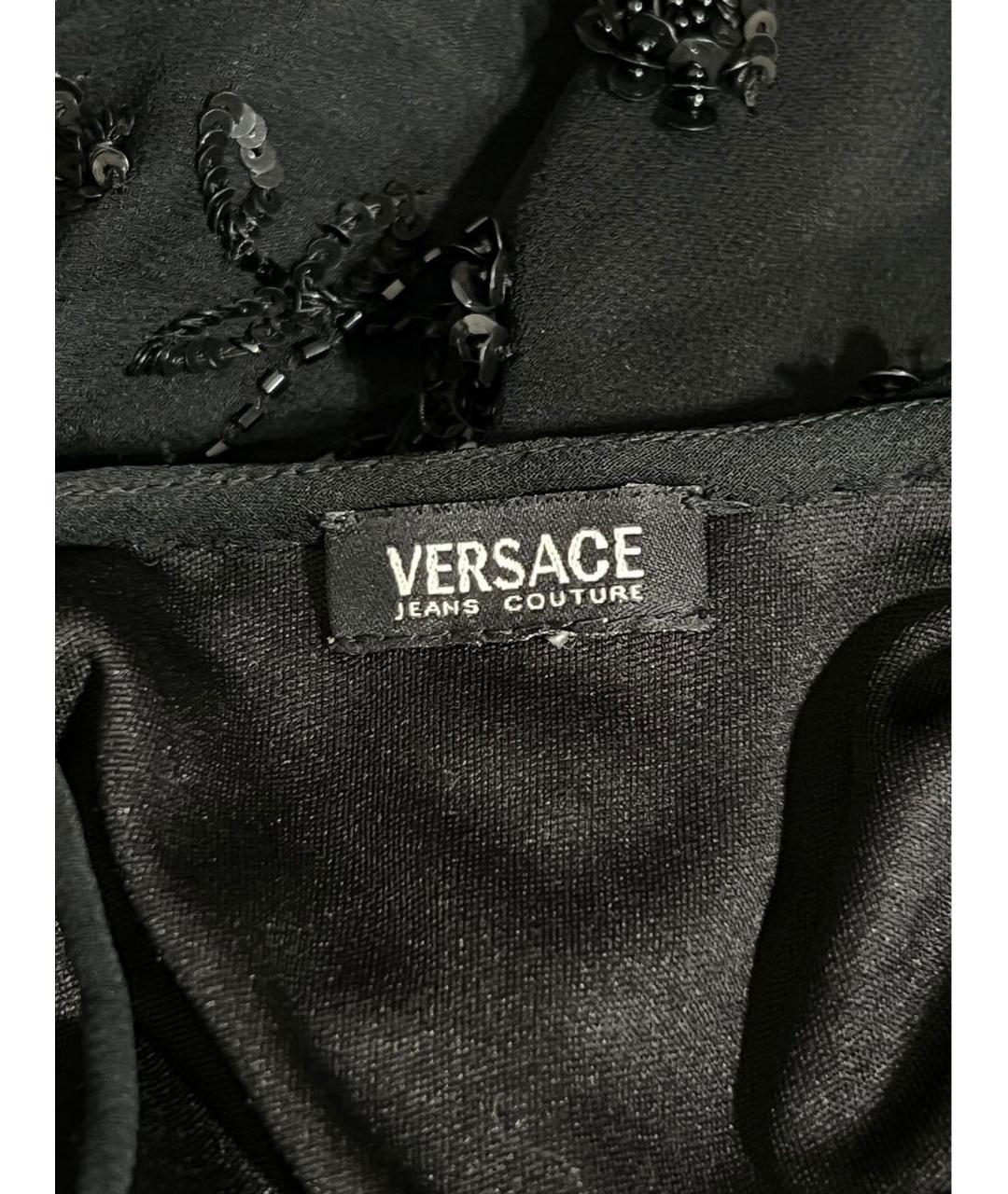 VERSACE JEANS COUTURE Черное шелковое вечернее платье, фото 3