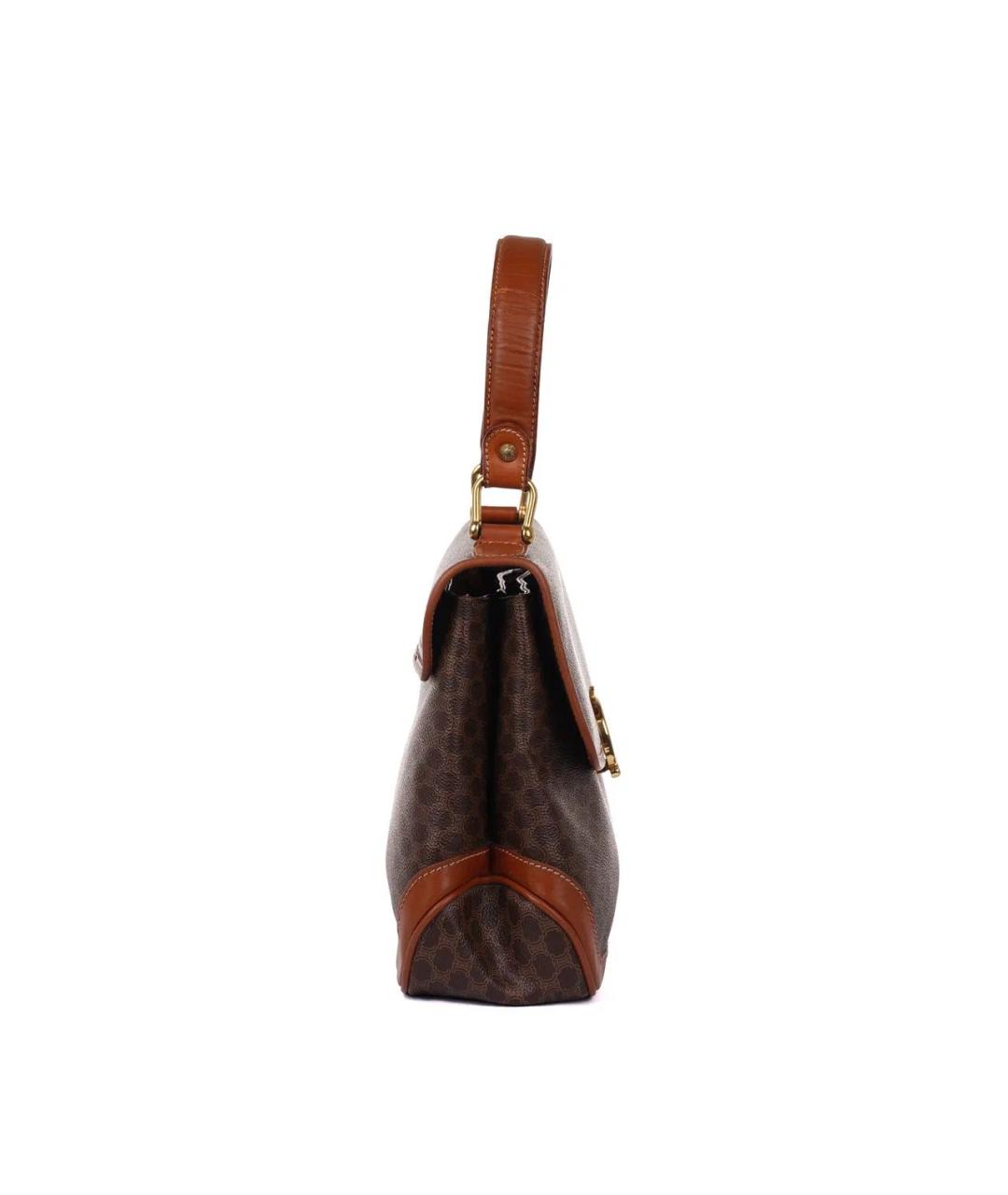 CELINE Коричневая кожаная сумка с короткими ручками, фото 3