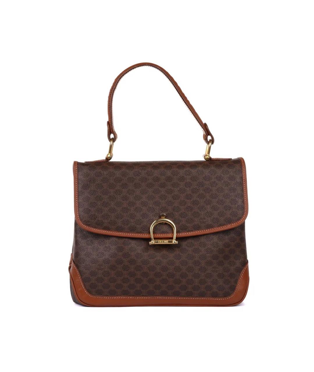 CELINE Коричневая кожаная сумка с короткими ручками, фото 1