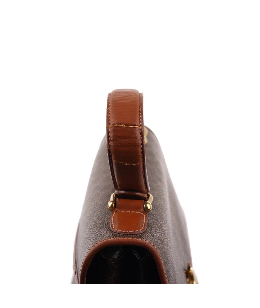 CELINE Коричневая кожаная сумка с короткими ручками, фото 7